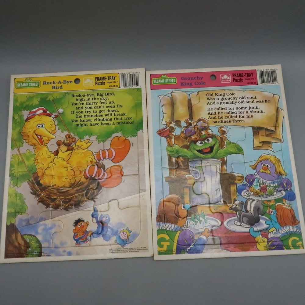 Vintage 80s Sesame Street puzzle Big Bird & Oscar the‎ Grouch Frame Tray Puzzle